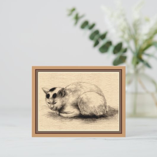 Briefkaart voor binnenhuiskattentekening Japanse i (Staand voorkant)