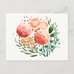 Briefkaart voor bloemen en Waterverf van patronen