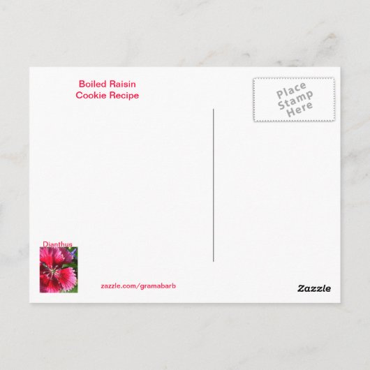 Briefkaart voor boiled Raisin Cookie Recipe (Achterkant)