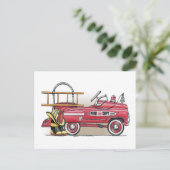 Briefkaart voor brandweerwagen Pedal Car (Staand voorkant)