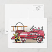Briefkaart voor brandweerwagen Pedal Car (Voorkant / Achterkant)