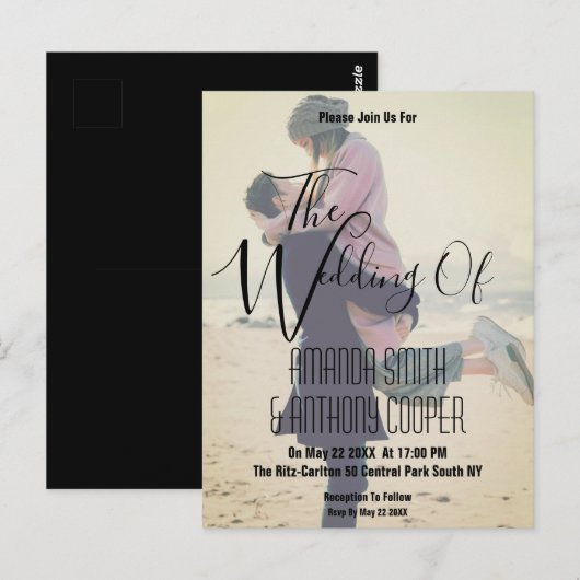 Briefkaart voor bruiloft met fotobudget (Voorkant / Achterkant)