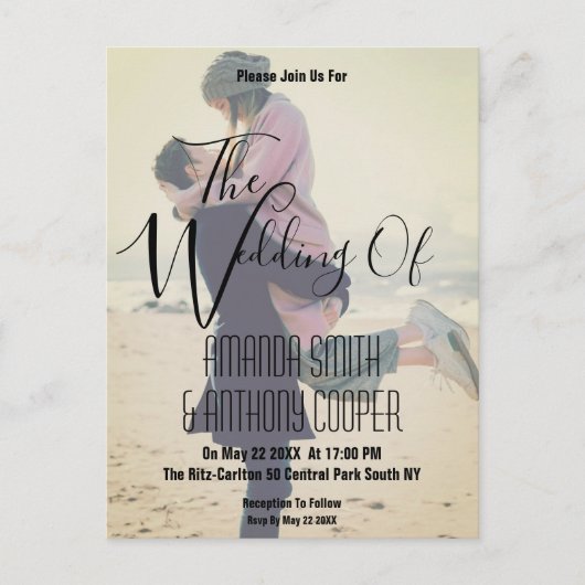 Briefkaart voor bruiloft met fotobudget (Voorkant)