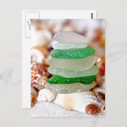 Briefkaart voor buisglas en zeeschelpen (Voorkant / Achterkant)