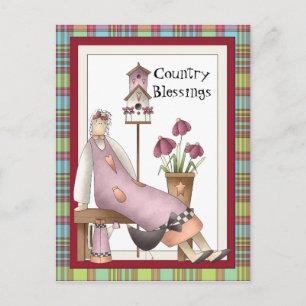 Briefkaart voor cartoon op basis van country Bless