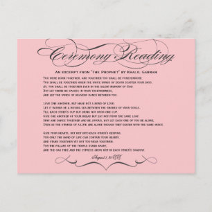 Briefkaart voor Ceremony Reading