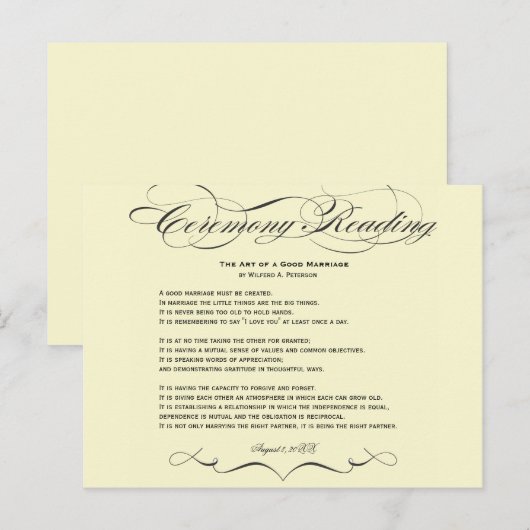 Briefkaart voor Ceremony Reading (Voorkant / Achterkant)