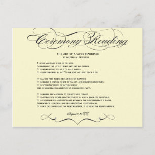 Briefkaart voor Ceremony Reading
