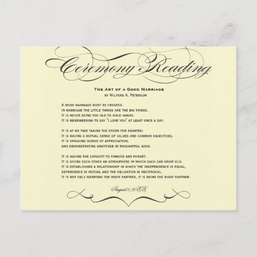 Briefkaart voor Ceremony Reading (Voorkant)