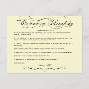 Briefkaart voor Ceremony Reading