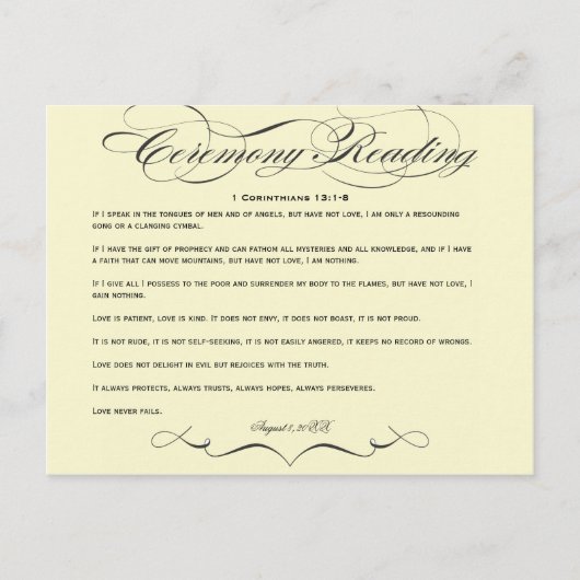 Briefkaart voor Ceremony Reading (Voorkant)