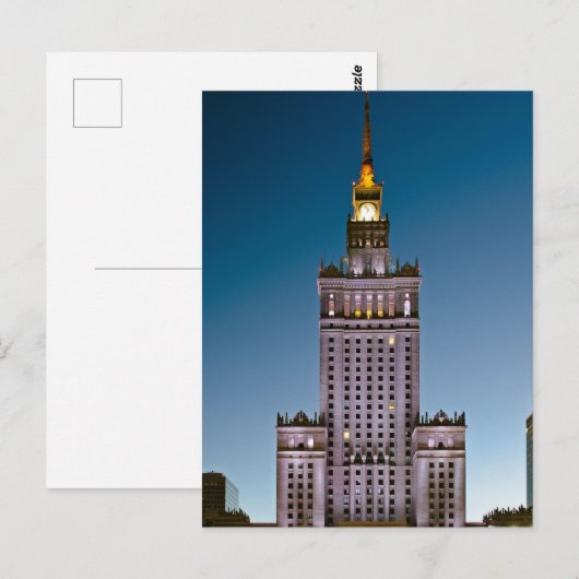 Briefkaart voor cultuur en wetenschap van Warschau (Voorkant / Achterkant)