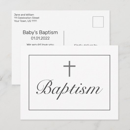 Briefkaart voor de aankondiging van de moderne bap (Voorkant / Achterkant)