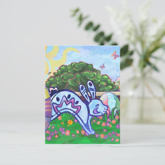 Briefkaart voor de achtertuin van Pasen Bunny (Staand voorkant)