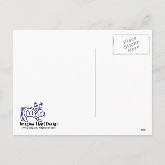 Briefkaart voor de achtertuin van Pasen Bunny (Achterkant)