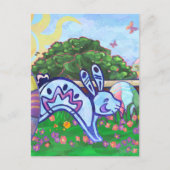 Briefkaart voor de achtertuin van Pasen Bunny (Voorkant)