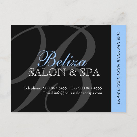 Briefkaart voor de Adverteren van Salon en Spa (Voorkant)
