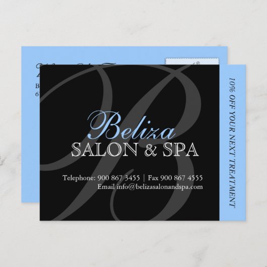 Briefkaart voor de Adverteren van Salon en Spa (Voorkant / Achterkant)