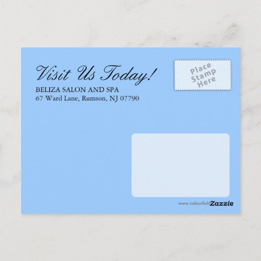 Briefkaart voor de Adverteren van Salon en Spa (Achterkant)