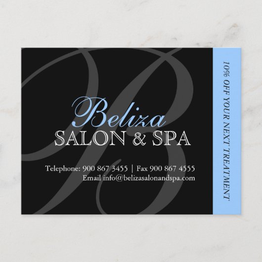 Briefkaart voor de Adverteren van Salon en Spa (Voorkant)