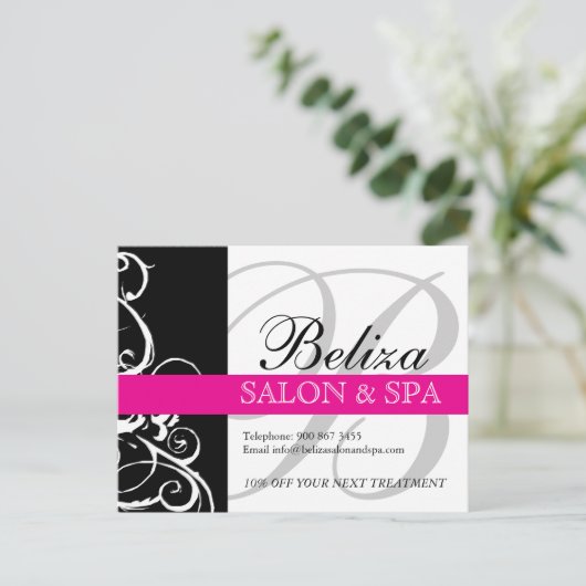 Briefkaart voor de Adverteren van Salon en Spa (Staand voorkant)