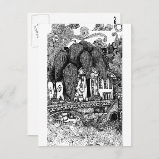 Briefkaart voor de afbeelding van de tempelpen en  (Voorkant / Achterkant)