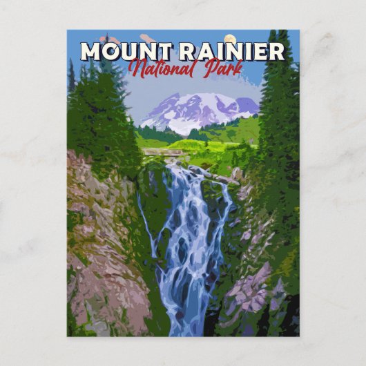 Briefkaart voor de binnenwaterval van Rainier (Voorkant)