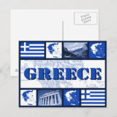 Briefkaart voor de Griekse vlag en kaart (Voorkant / Achterkant)