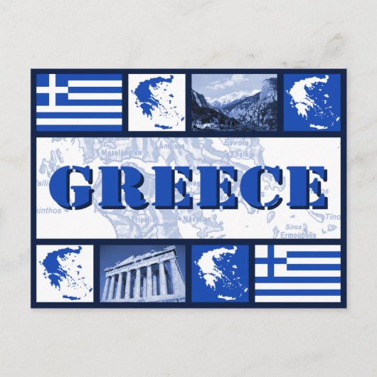 Briefkaart voor de Griekse vlag en kaart (Voorkant)