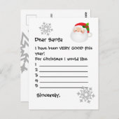 Briefkaart voor de kerstman - Beste kerstman, ik z (Voorkant / Achterkant)