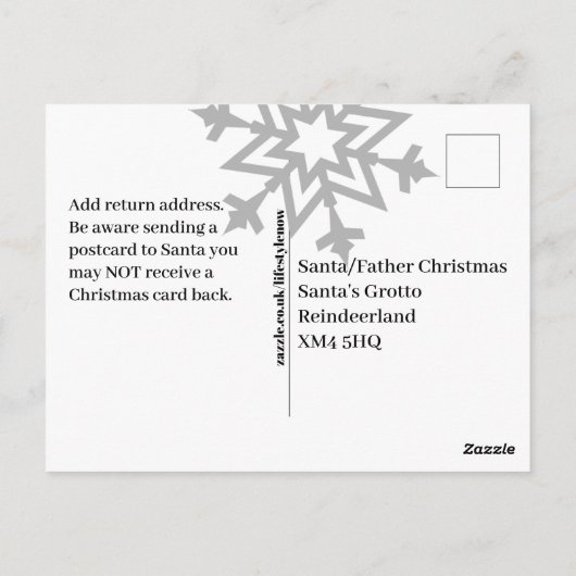 Briefkaart voor de kerstman - Beste kerstman, ik z (Achterkant)