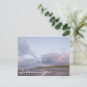 Briefkaart voor de kustzonsondergang van Schevenin (Staand voorkant)