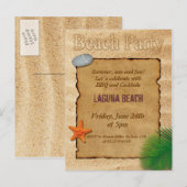 Briefkaart voor de uitnodiging van Zand Beach Part (Voorkant / Achterkant)