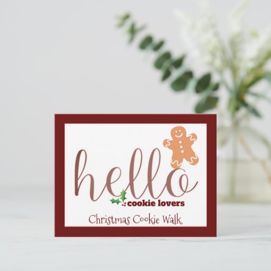 Briefkaart voor de uitnodiging voor kerstkoekjes W (Staand voorkant)