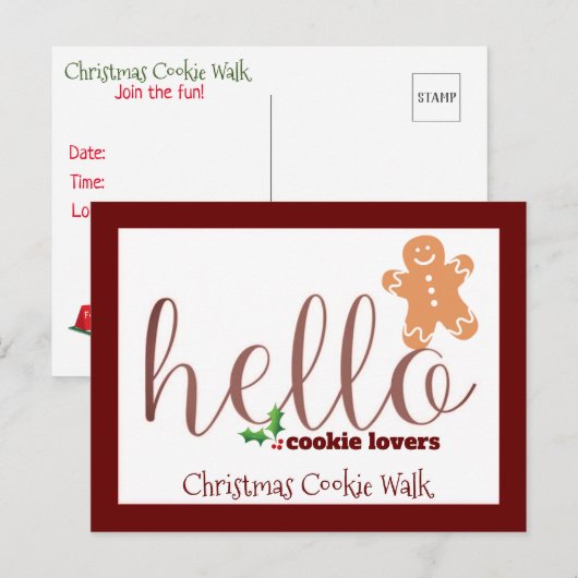 Briefkaart voor de uitnodiging voor kerstkoekjes W (Voorkant / Achterkant)