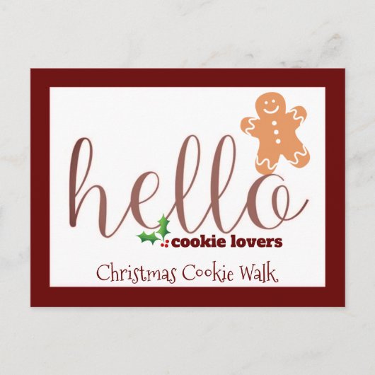 Briefkaart voor de uitnodiging voor kerstkoekjes W (Voorkant)