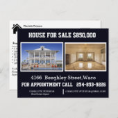 Briefkaart voor de verkoop van Estate Agent (Voorkant / Achterkant)