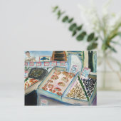 Briefkaart voor de verkoop van zeevruchten (Pike P (Staand voorkant)