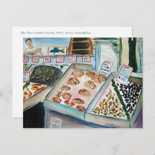 Briefkaart voor de verkoop van zeevruchten (Pike P (Voorkant / Achterkant)