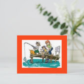 briefkaart voor de visserij op cartoon (Staand voorkant)
