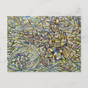 Briefkaart voor de visserij op vliegen