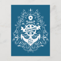 Briefkaart voor decoratief anker aangepast monogra
