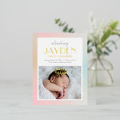 Briefkaart voor geboorteaankondiging van pastel De (Staand Voorkant)