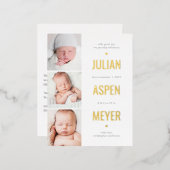 Briefkaart voor geboortebekendmaking via moderne r (Voorkant / Achterkant)