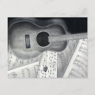 Briefkaart voor gitaar & vel muziek