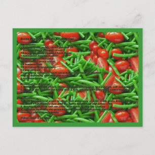 Briefkaart voor groene bonen en tomaten