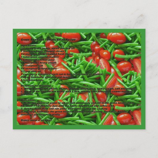Briefkaart voor groene bonen en tomaten (Voorkant)