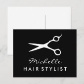 Briefkaart voor haarkapper, voor haarstylist salon (Voorkant / Achterkant)