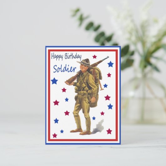  Briefkaart voor Happy Birthday Soldier (Staand voorkant)