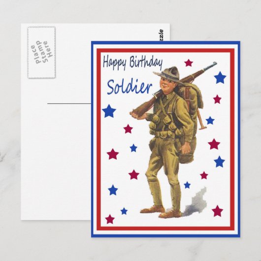  Briefkaart voor Happy Birthday Soldier (Voorkant / Achterkant)